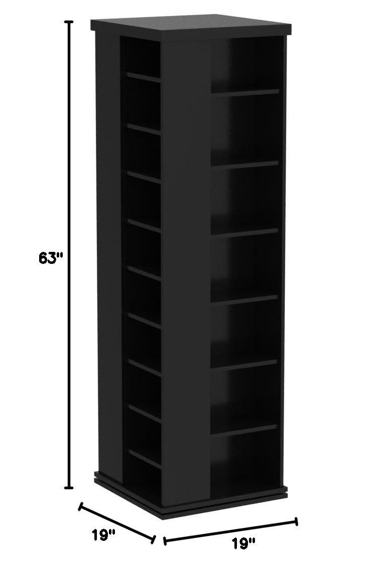 Black 4-Sided Revolving Media Tower L956