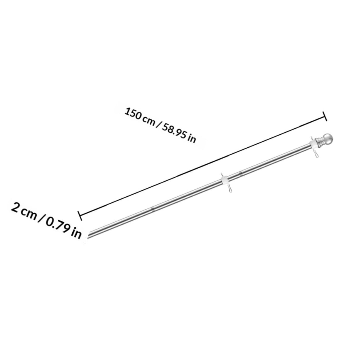 2pcs Stainless Steel Flag Pole Set 1.5m Rustproof G398