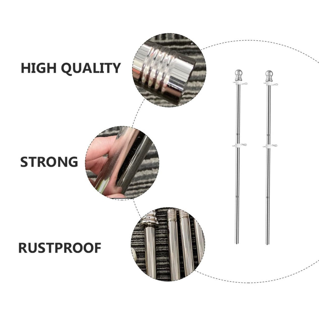 2pcs Stainless Steel Flag Pole Set 1.5m Rustproof G398