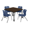 30" Square Mobile Table with 4 Stackable Chairs V168914