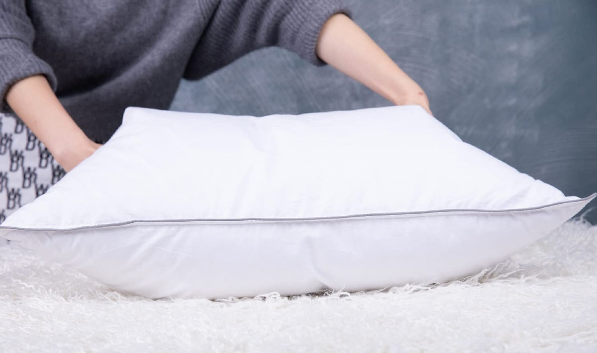 King Size Goose Feather Down Bed Pillow 2 Pack Cotton Medium Firm Set of 2 F962