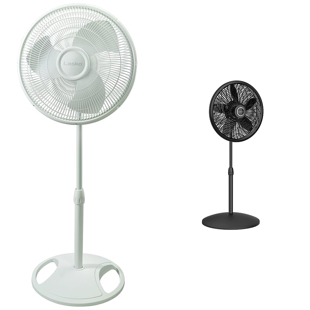 White 16 Inch and Black 18 Inch Oscillating Pedestal Stand Fans E289765
