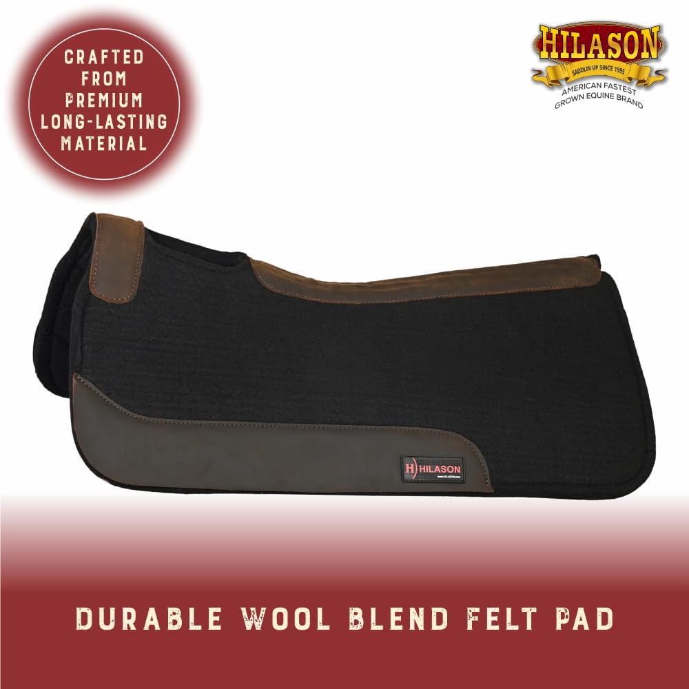 Western Wool Felt Horse Saddle Pad Black 32x30 G327