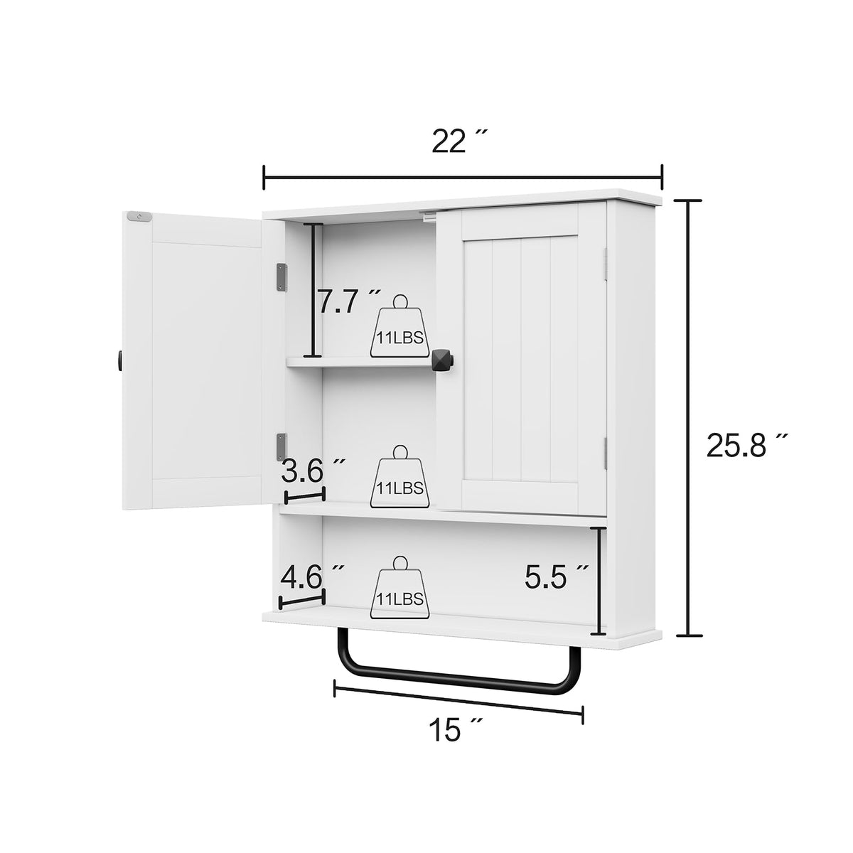Wall Mounted Medicine Cabinet with Towels Bar D318921