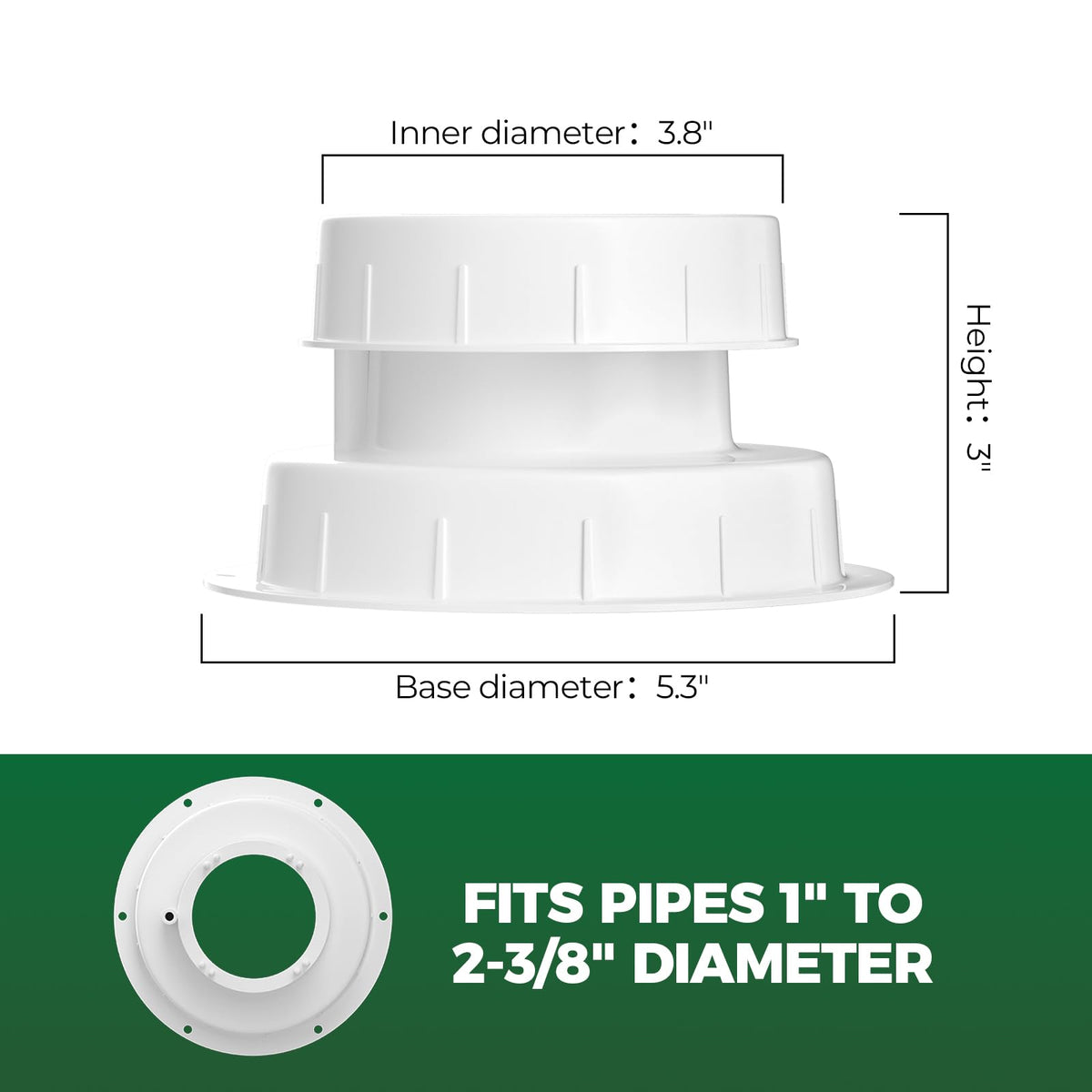 White RV Vent Cap for 1 to 2 3/8" Pipe W399406