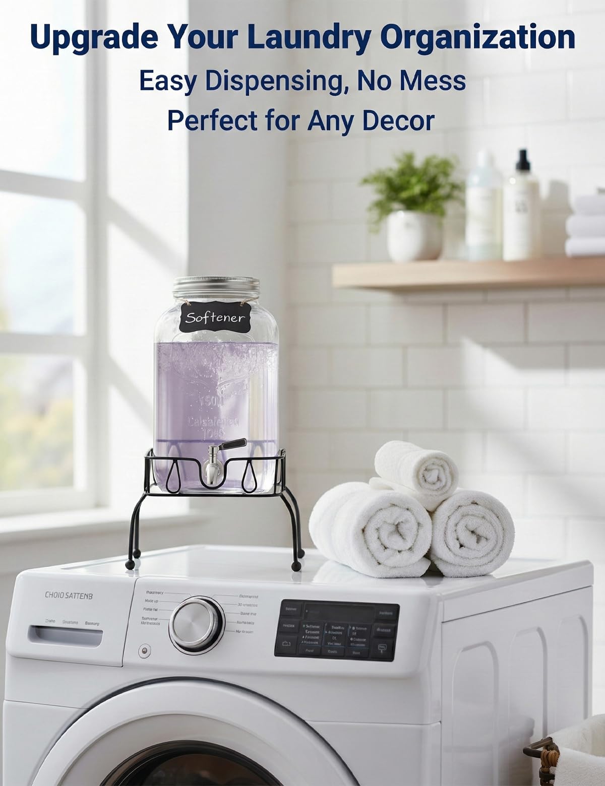 2 Gallon Glass Drink Dispenser with Stand and Lid Q360