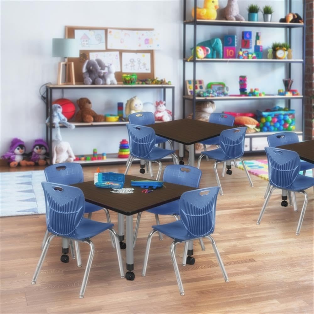 30" Square Mobile Table with 4 Stackable Chairs V168914
