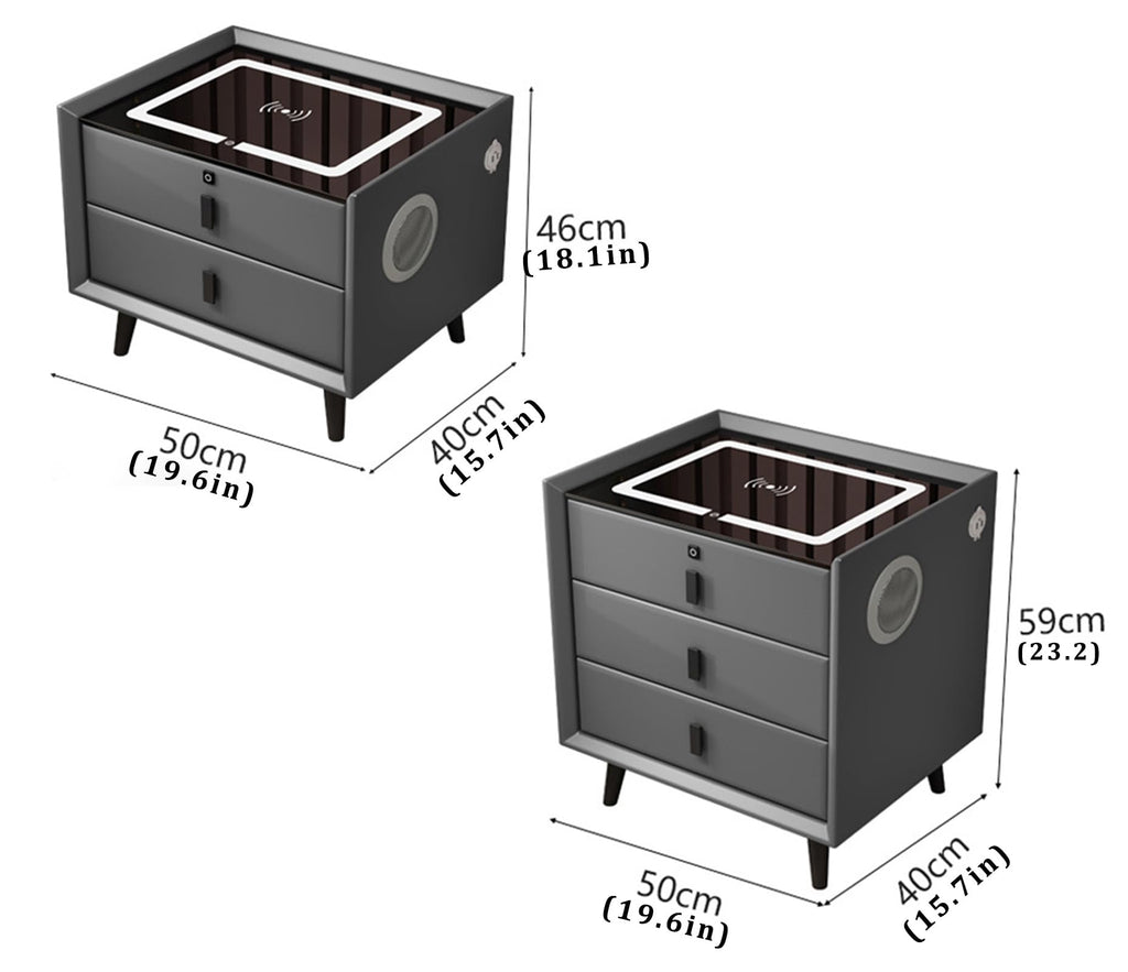 Gray 3 Drawer Solid Wood Nightstand with Speaker and USB Port R19799