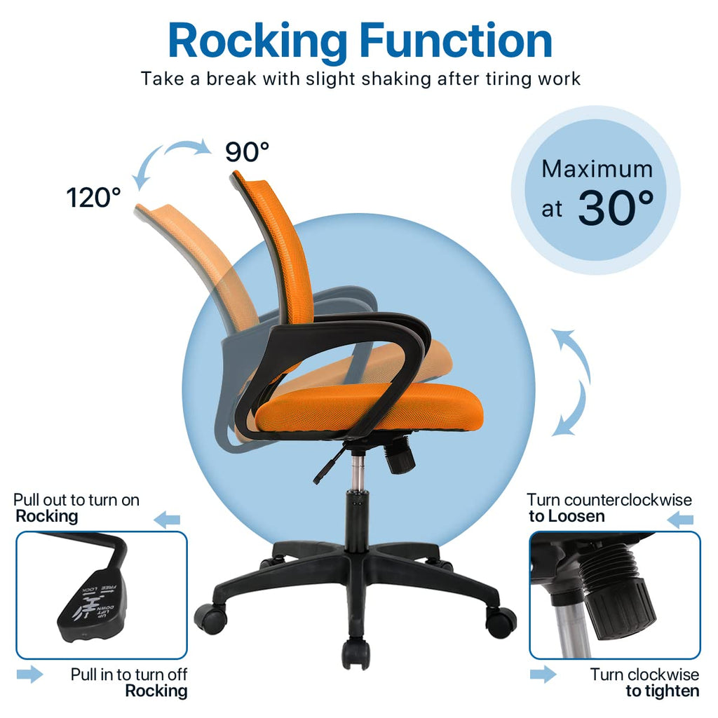 Orange Ergonomic Mid Back Mesh Office Chair X408450