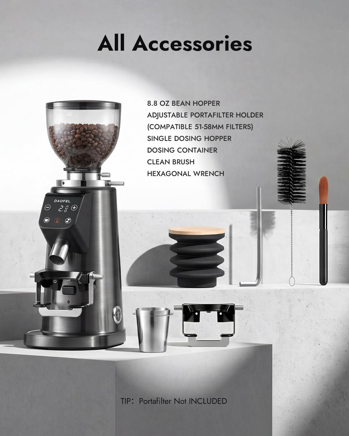 64MM Flat Burr Electric Coffee Grinder Q5296