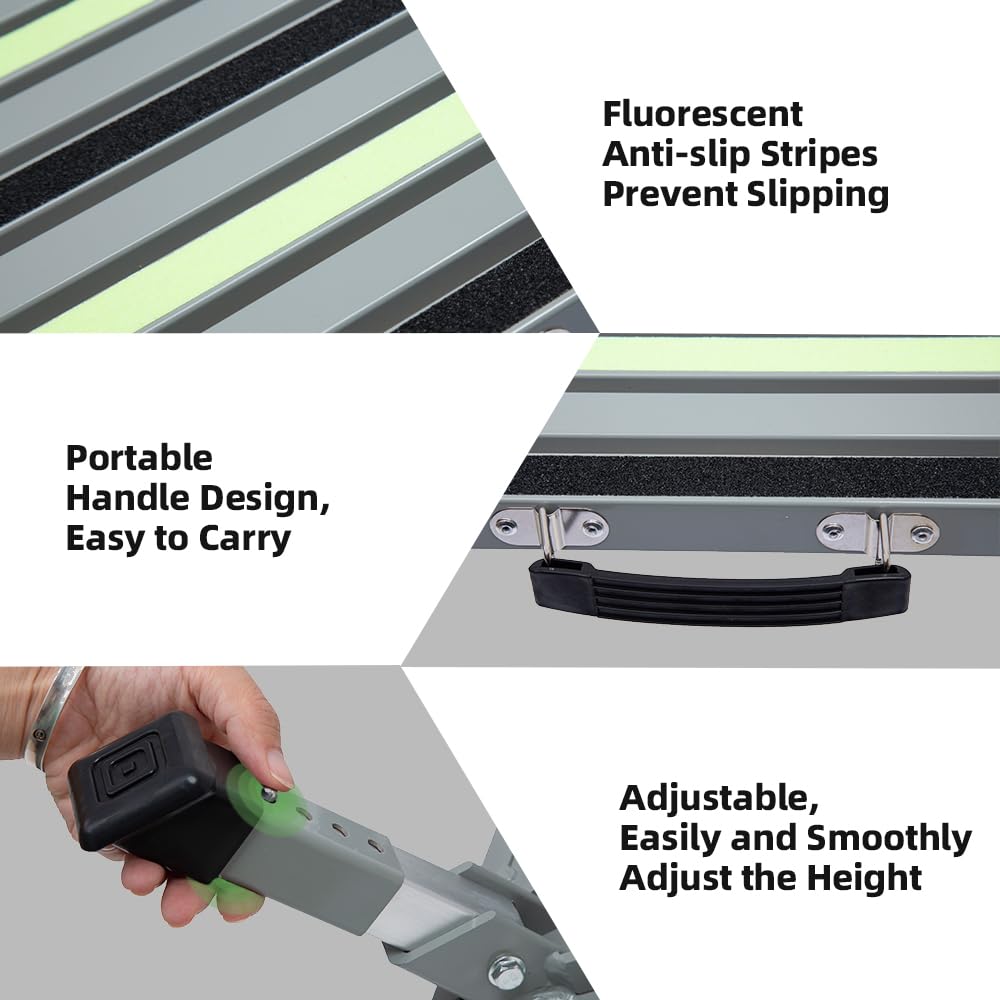 Adjustable Aluminum Folding Non-Slip RV Step Stool I2823