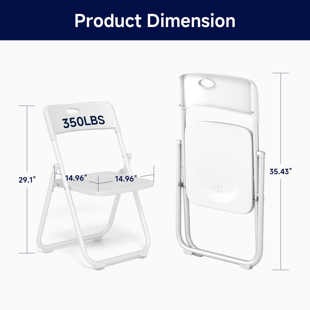 White Plastic Folding Chairs, 10 Pack Q529