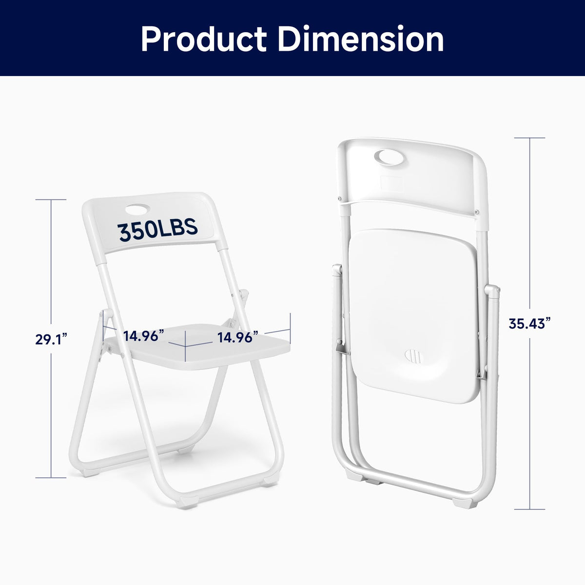 White Plastic Folding Chairs, 10 Pack Q529