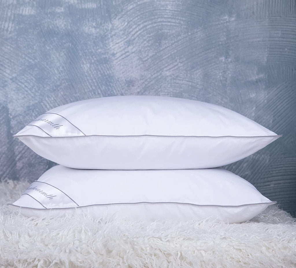 King Size Goose Feather Down Bed Pillow 2 Pack Cotton Medium Firm Set of 2 F962