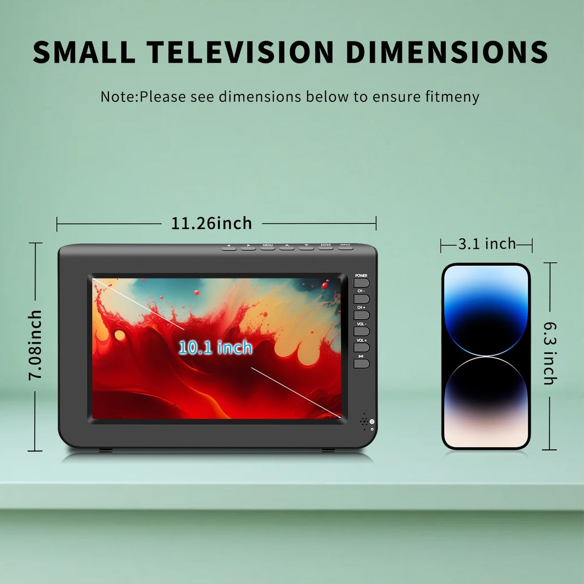 10.1inch Portable TV 720P Screen with Antenna and Digital ATSC Tuner L4179