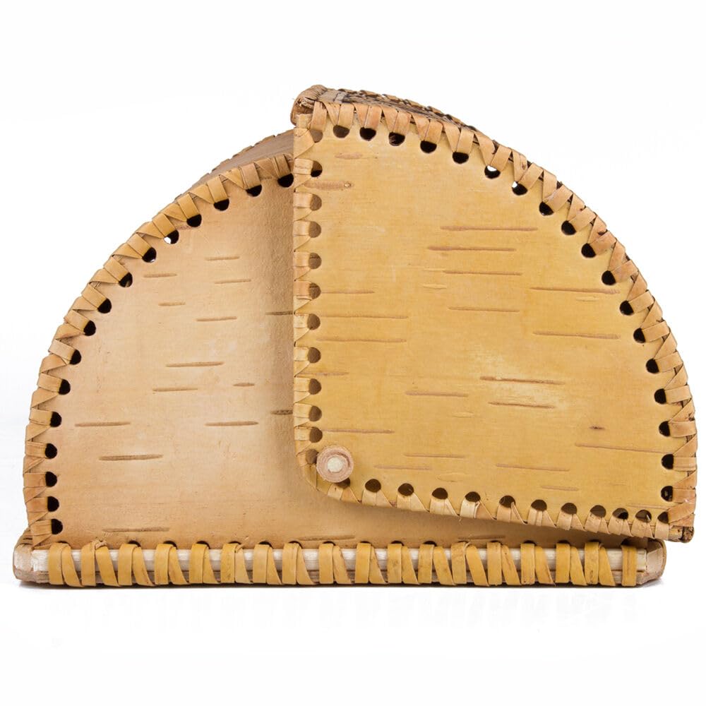 Birds Pattern Birch Bark Bread Box Q8588