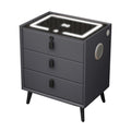 Gray 3 Drawer Solid Wood Nightstand with Speaker and USB Port R19799