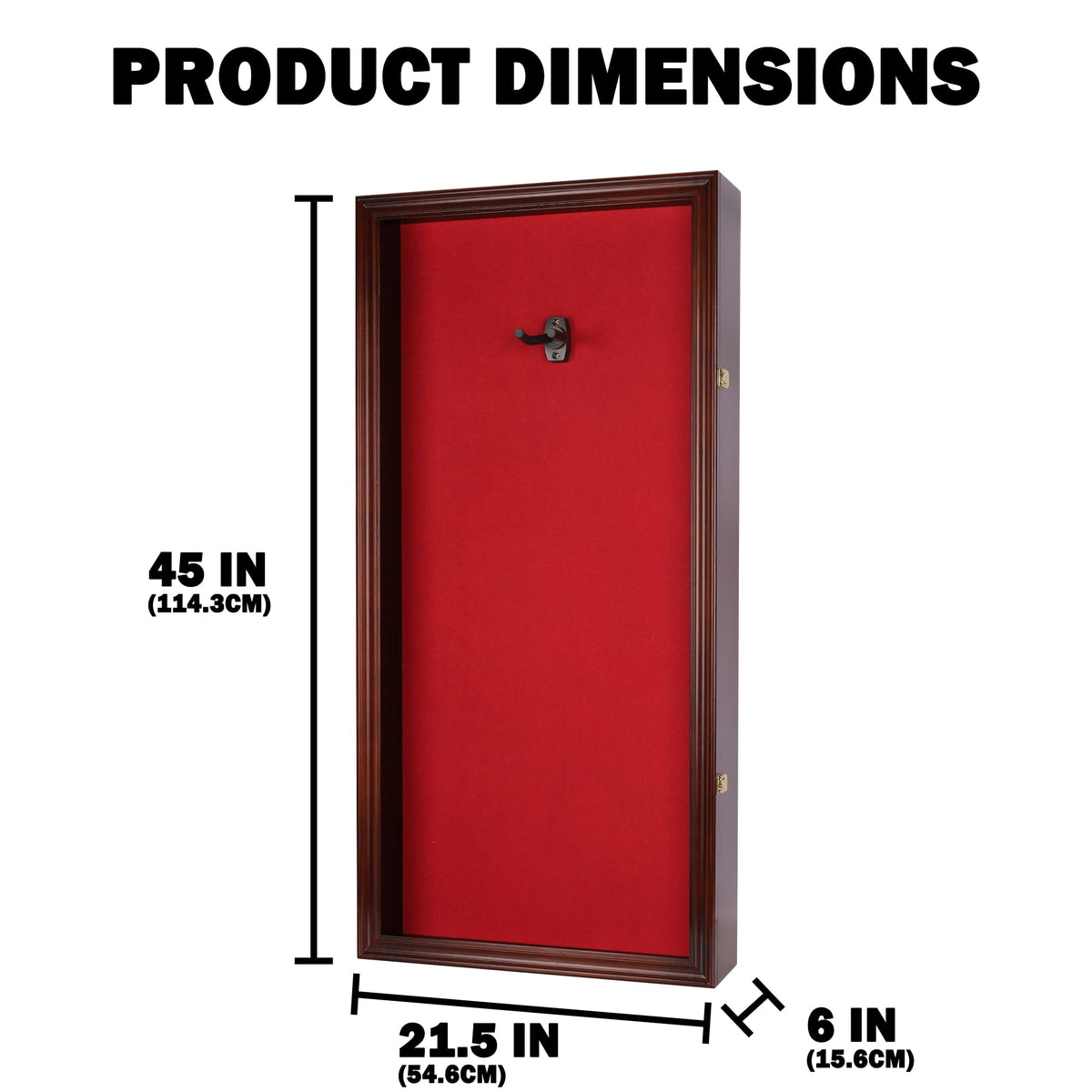 45" Acoustic Guitar Display Case Cabinet Wall Mountable Mahogany Finish Y683178