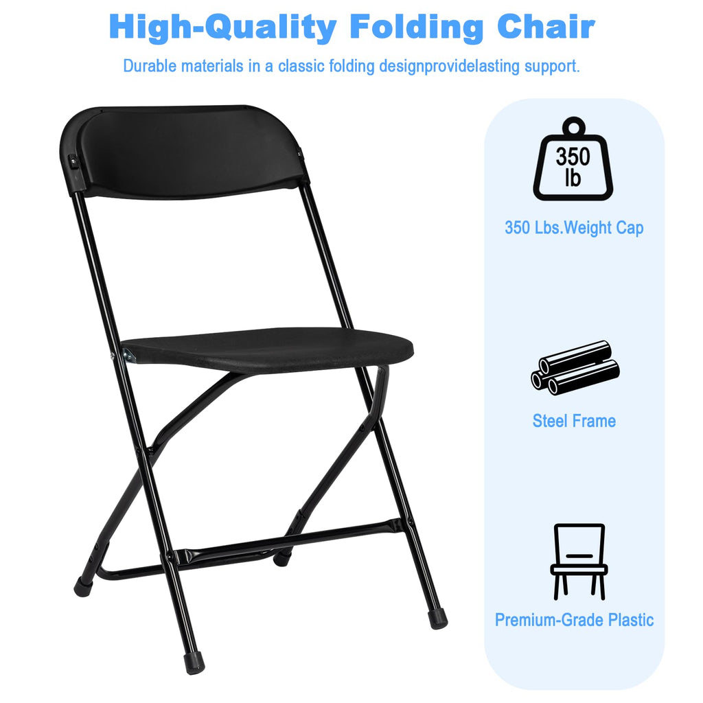 Black 100 Pack Plastic Folding Chairs with Steel Frame I380735