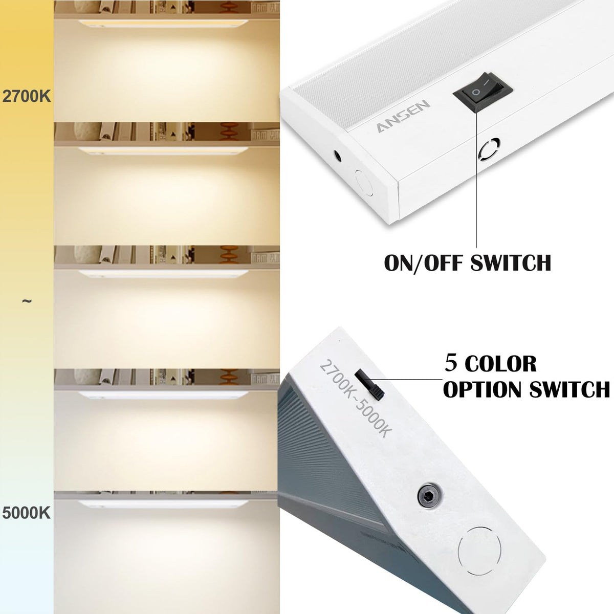3 Packs Under Cabinet Lights 24in 18W Dimmable 5 Color Temperature A175023