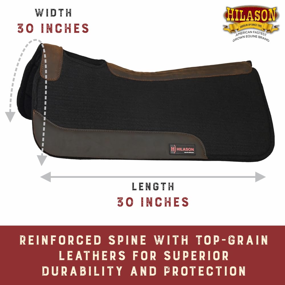 Western Wool Felt Horse Saddle Pad Black 32x30 G327