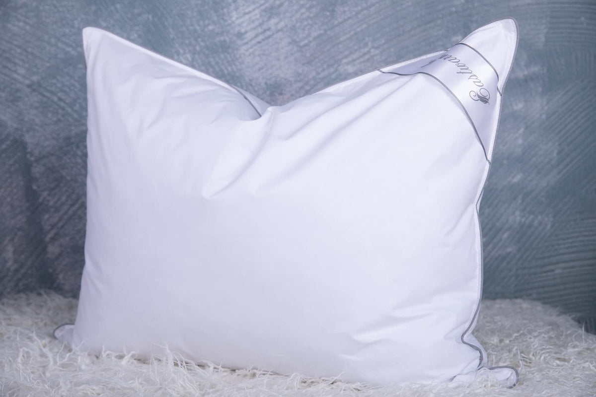 King Size Goose Feather Down Bed Pillow 2 Pack Cotton Medium Firm Set of 2 F962