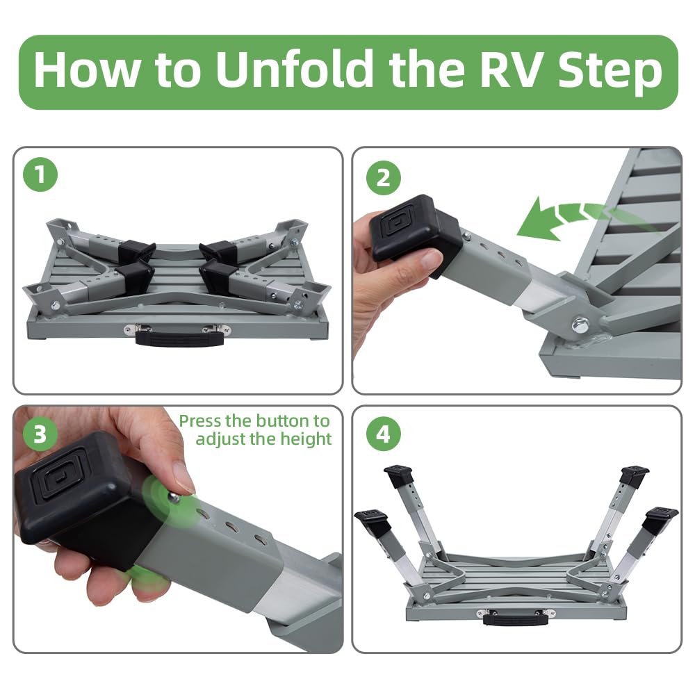 Adjustable Aluminum Folding Non-Slip RV Step Stool I2823