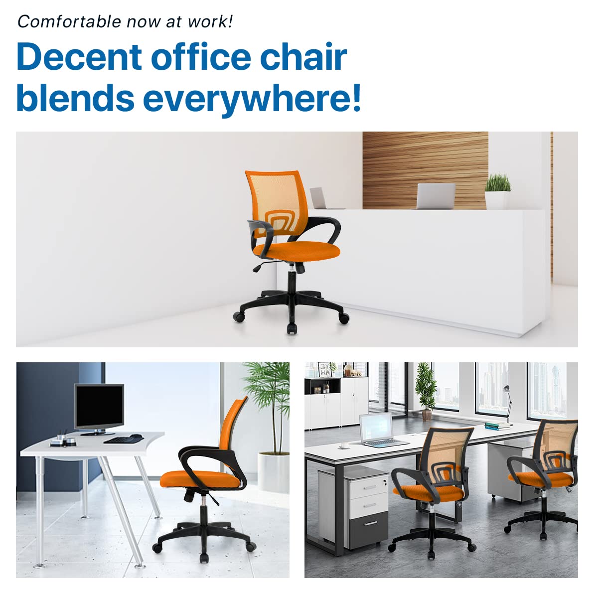 Orange Ergonomic Mid Back Mesh Office Chair X408450
