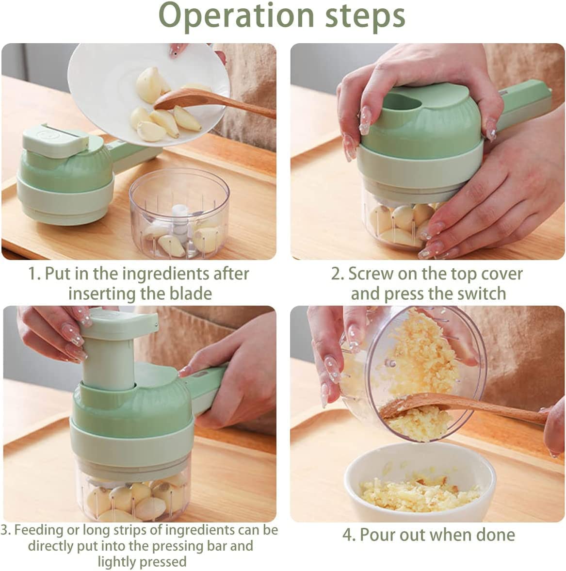 4 in 1 Portable Electric Vegetable Cutter Set X4160