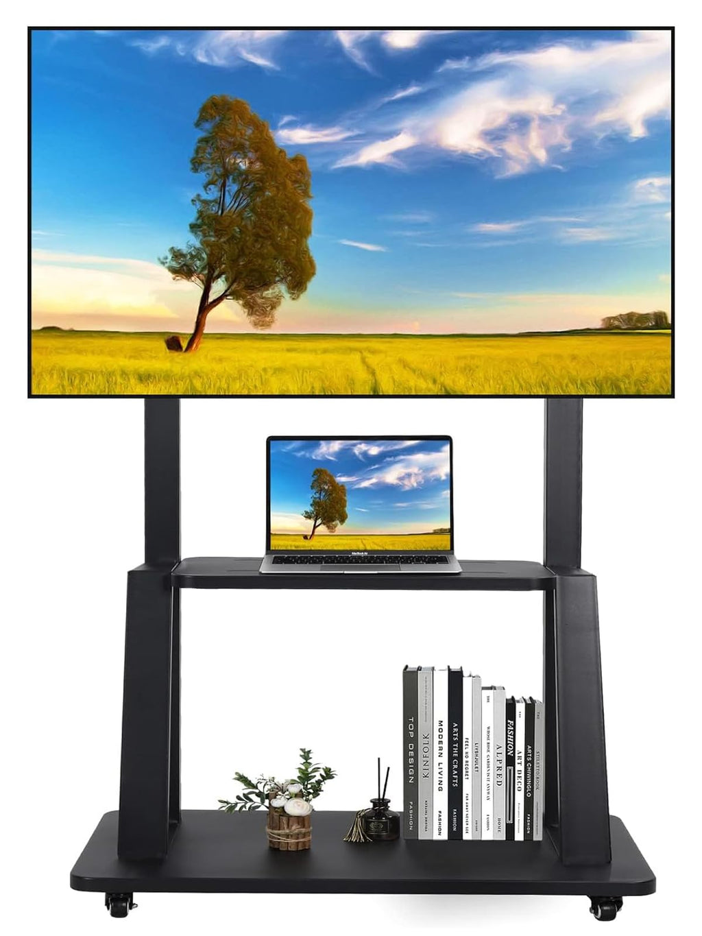 Rolling TV Stand with Wheels for 32-75 Inch Flat Panel Screens with Shelf B6467