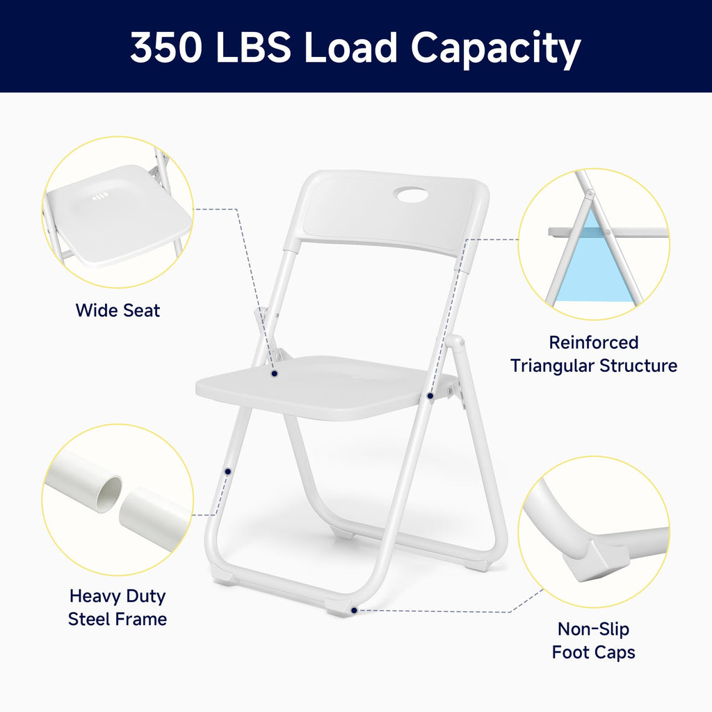 White Plastic Folding Chairs, 10 Pack Q529