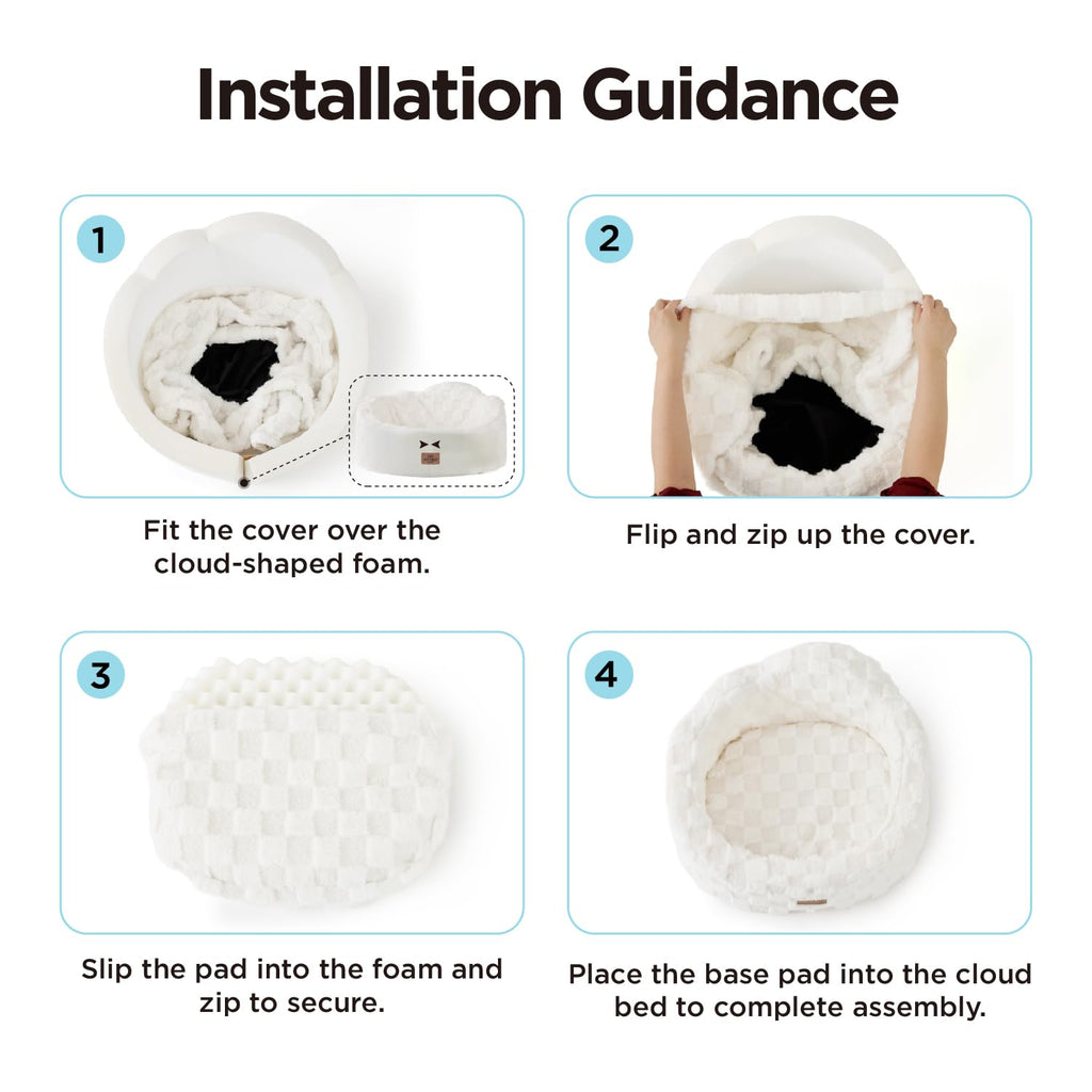 Washable Dog Bed with Orthopedic Foam White N69273