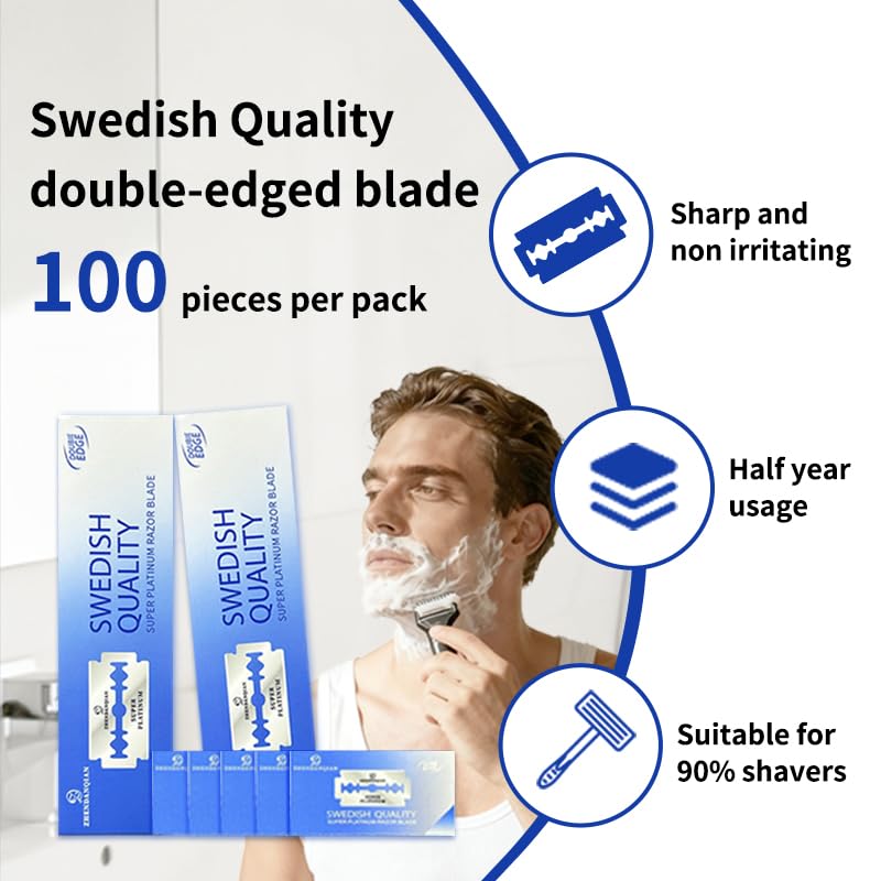 Double Edge Razor Blades, 100 Pack F143