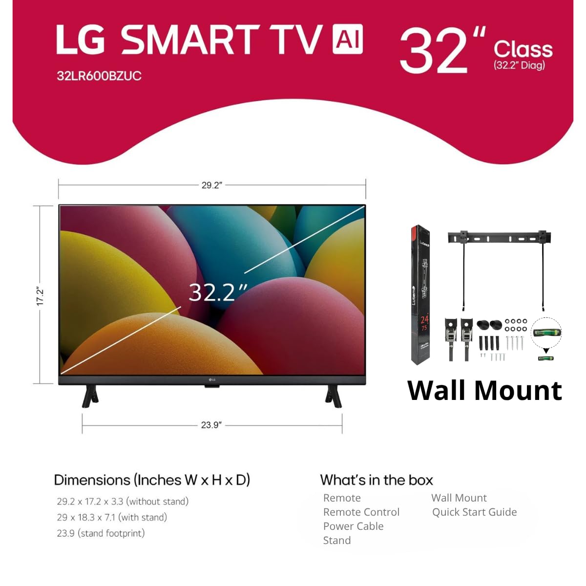 32" Smart TV with Wall Mount H403733