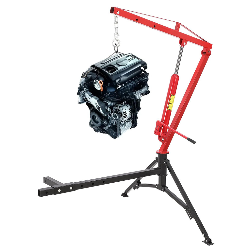 1000lbs Hydraulic Pickup Truck Crane, 360° Swivel Hitch Receiver Mounted with Adjustable Boom G1968