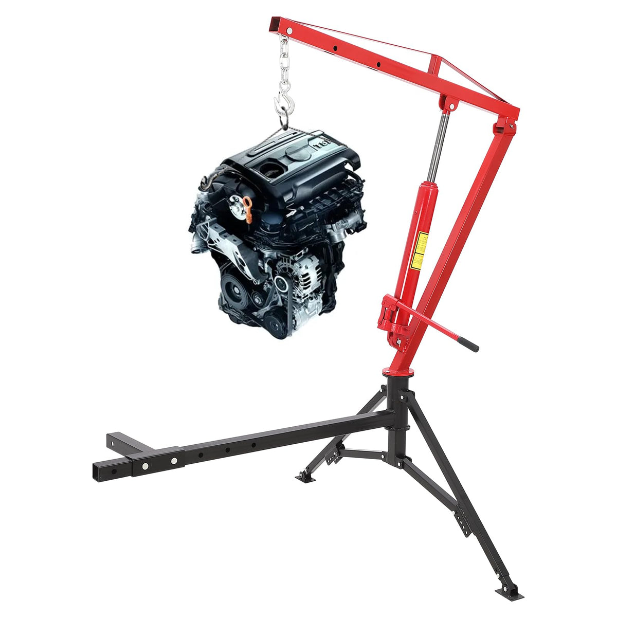 1000lbs Hydraulic Pickup Truck Crane, 360° Swivel Hitch Receiver Mounted with Adjustable Boom G1968