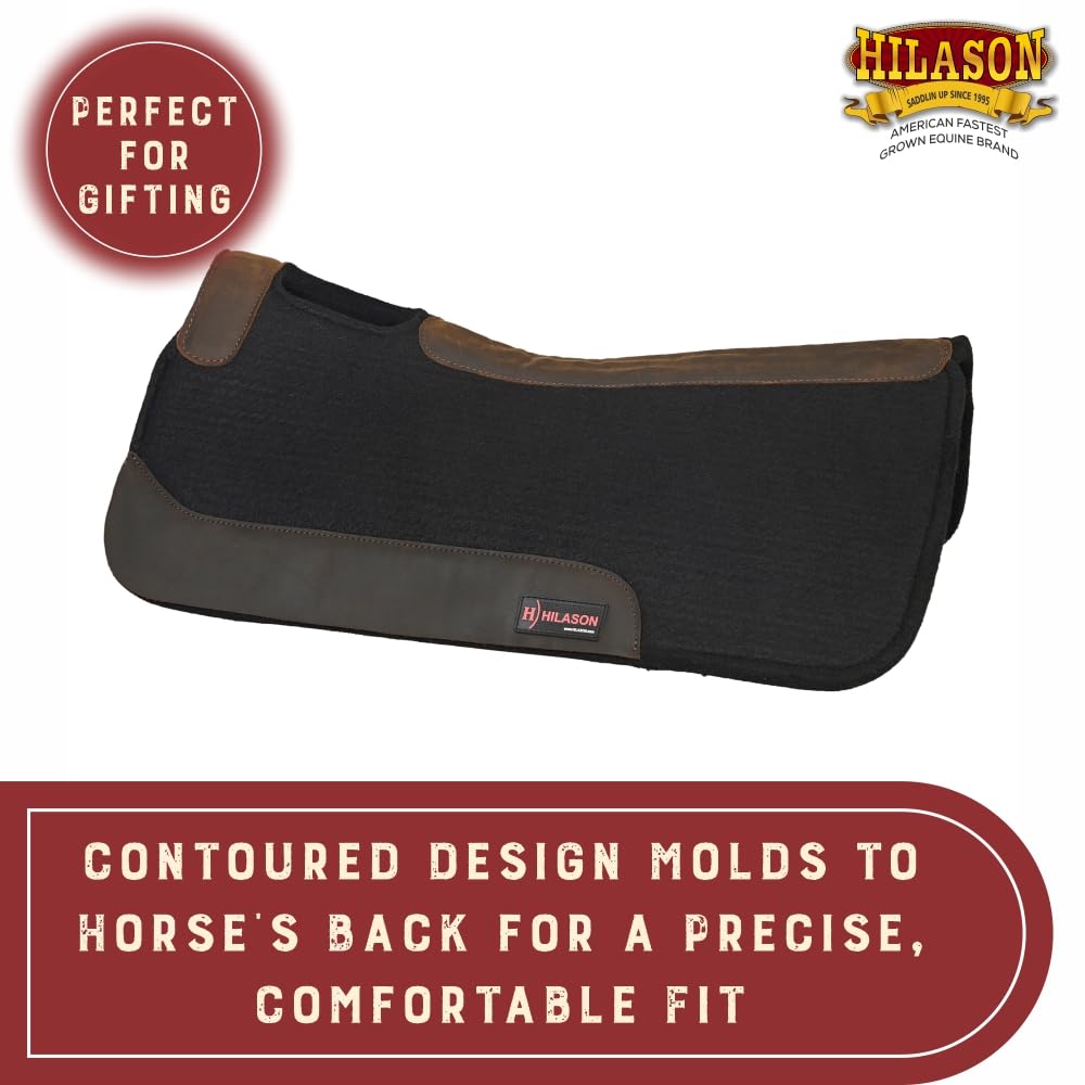 Western Wool Felt Horse Saddle Pad Black 32x30 G327
