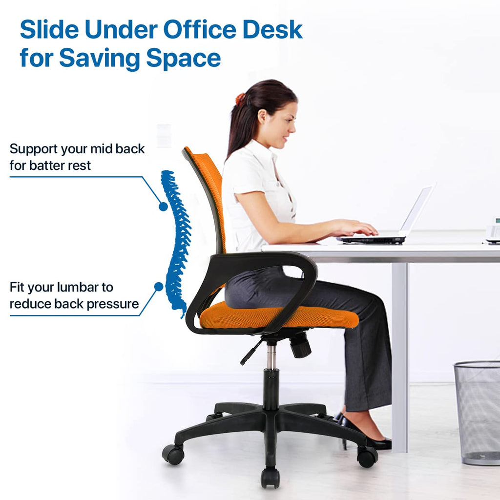 Orange Ergonomic Mid Back Mesh Office Chair X408450