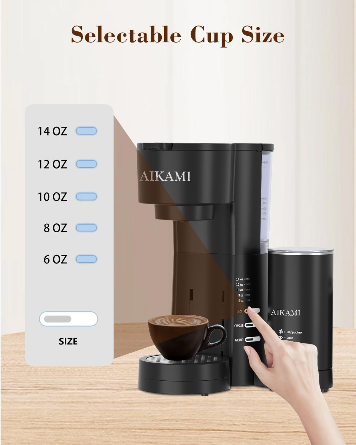 4 IN 1 Single Serve Coffee Maker with Milk Frother and Coffee Grinder J569