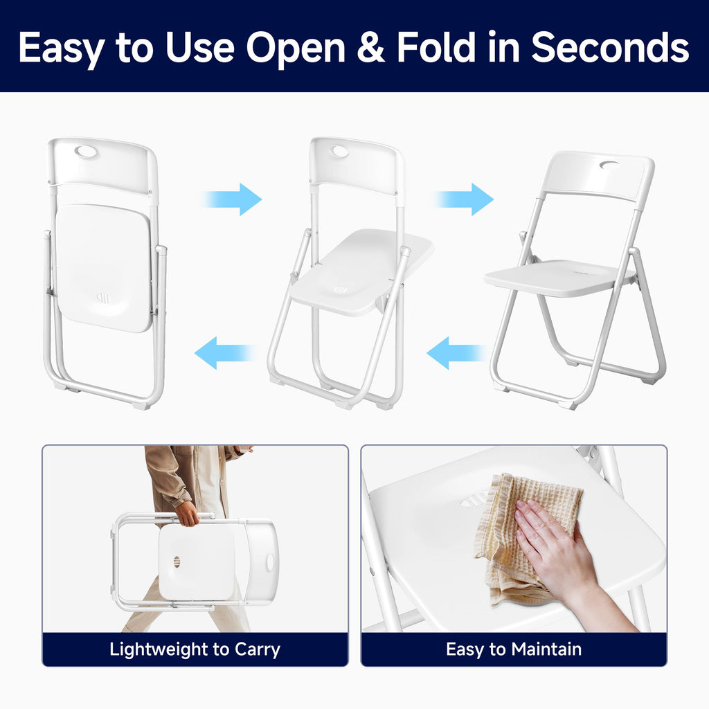 White Plastic Folding Chairs, 10 Pack Q529
