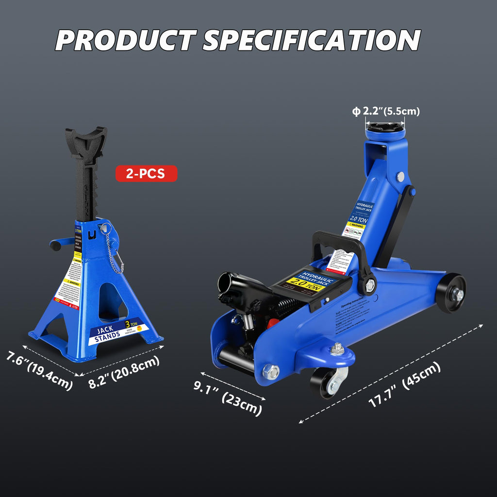 2 Ton Low Profile Hydraulic Floor Jack with Jack Stands H833586