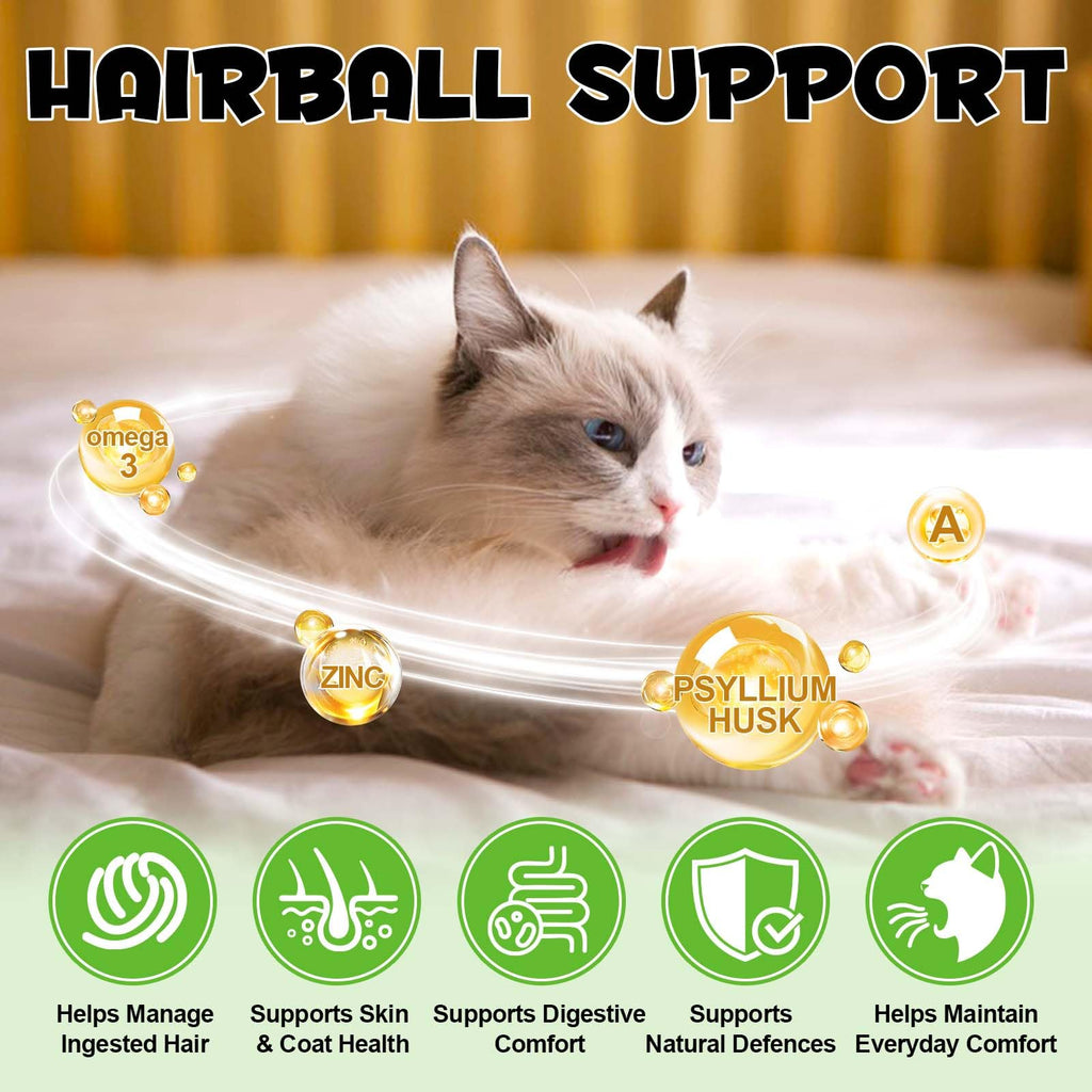Cat Hairball Support Chews with Cat Grass & Omega-3 Fish Oil Y8007