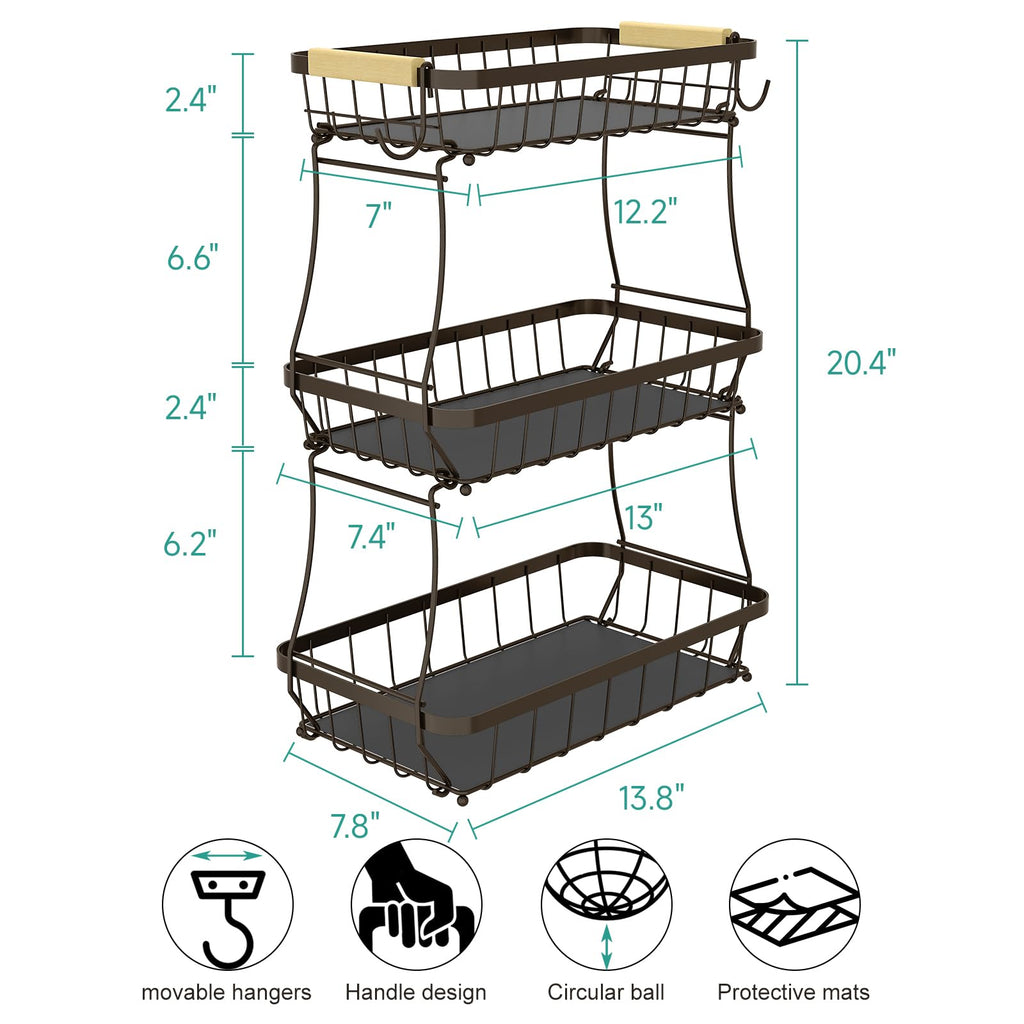 3-Tier Detachable Metal Fruit Basket R8909