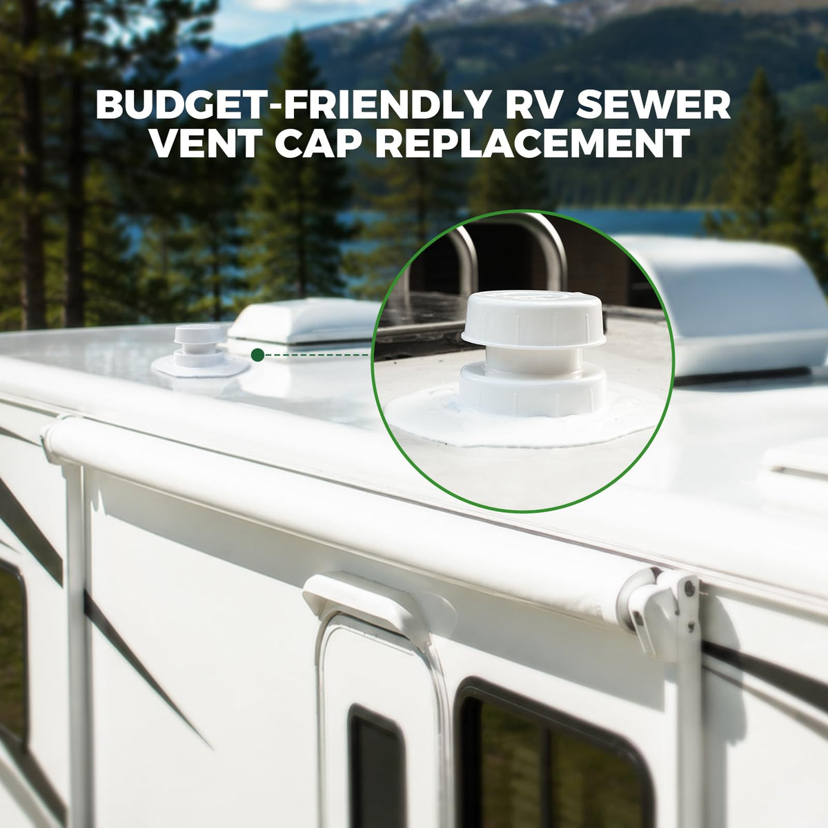 White RV Vent Cap for 1 to 2 3/8" Pipe W399406