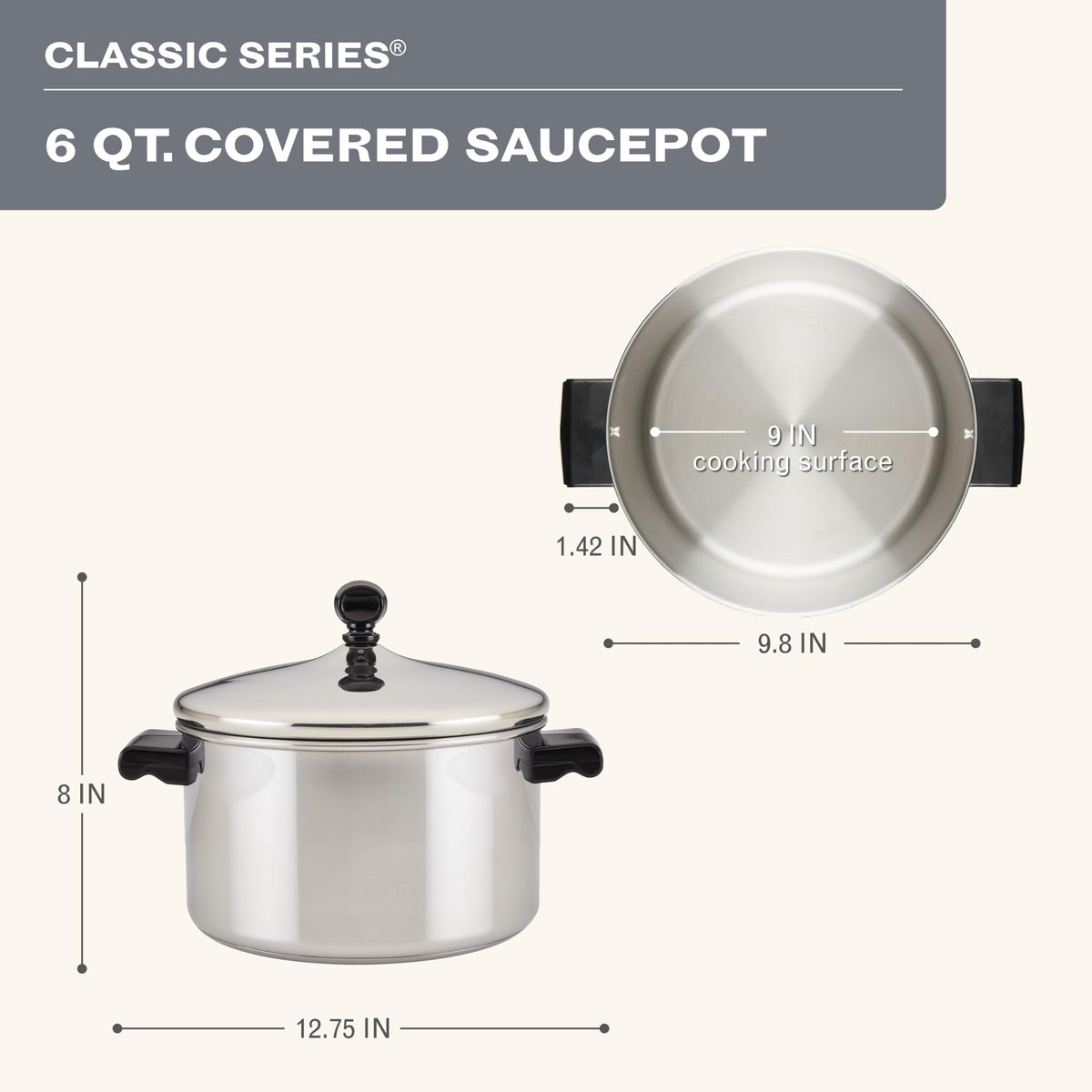 Stainless Steel 6-Quart Stockpot with Lid W38662