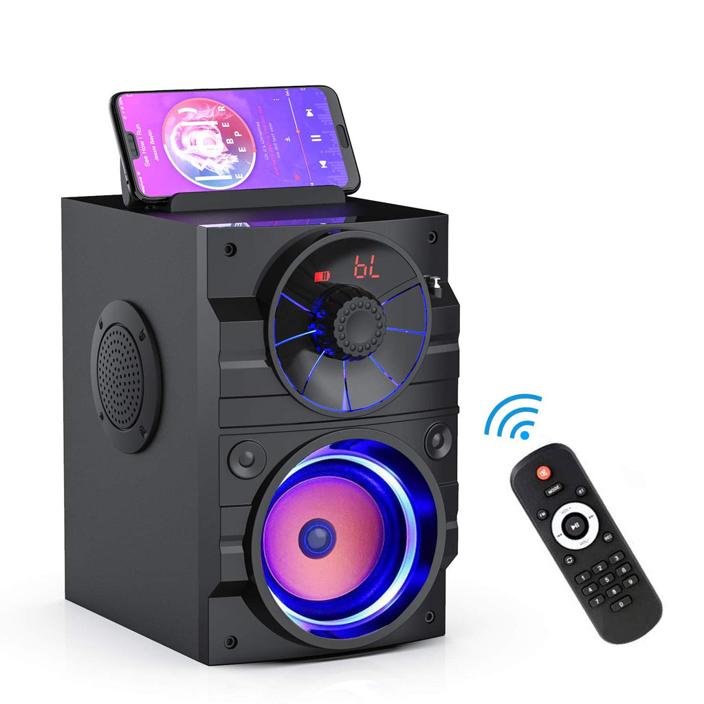 Portable Big Bluetooth Speakers with Light, Wireless with Subwoofer, FM Radio, LED Lights, EQ, Booming Bass, Bluetooth 4.2 Stereo Loud Outdoor/Indoor Retro, for Home, Camping, Travel, Black H58016