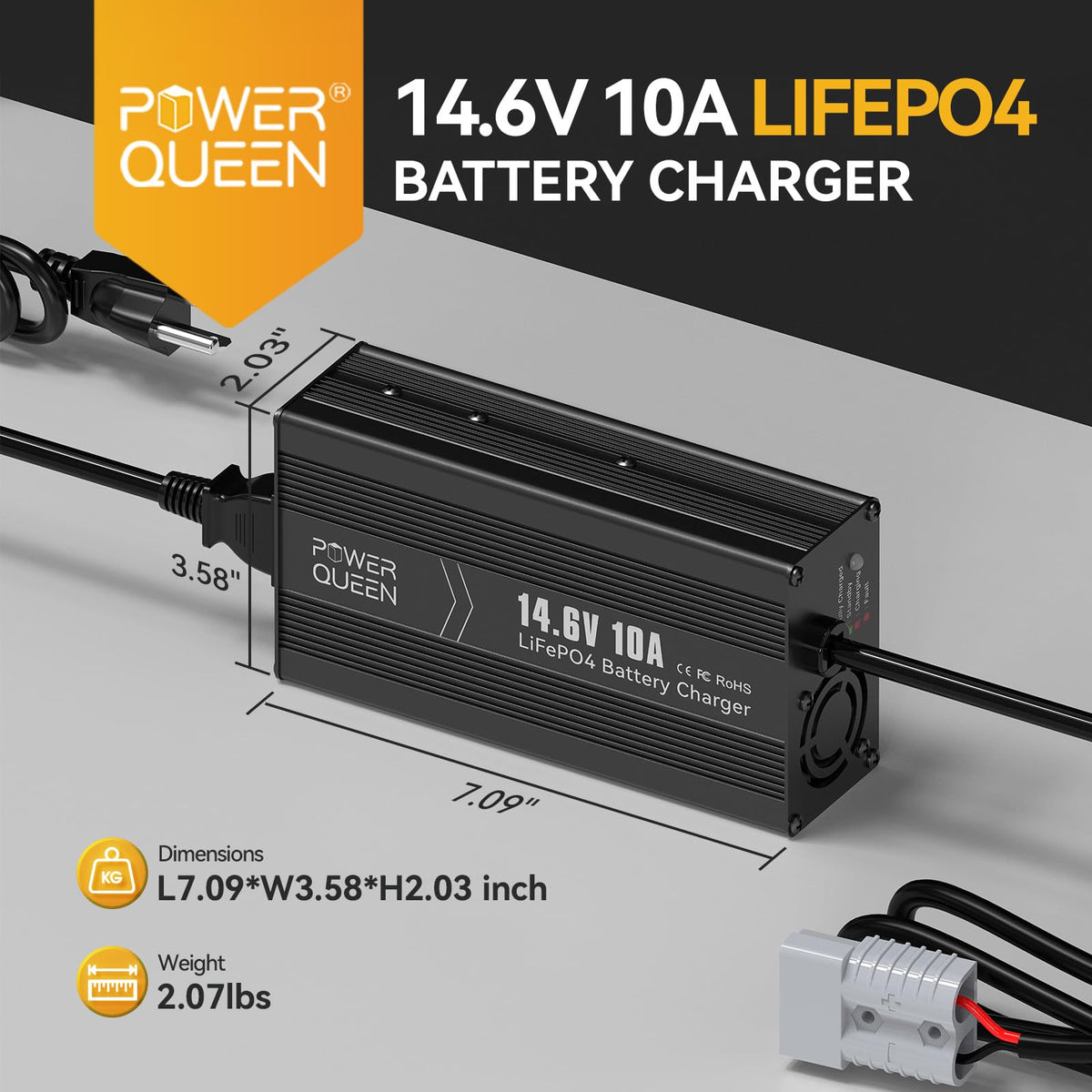 12V 50Ah LiFePO4 Battery with 14.6V 10A Charger G9025