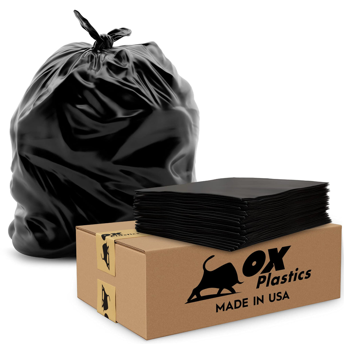 55 Gallon 4mil Black Trash Can Liners Bags, 35 Count F26736