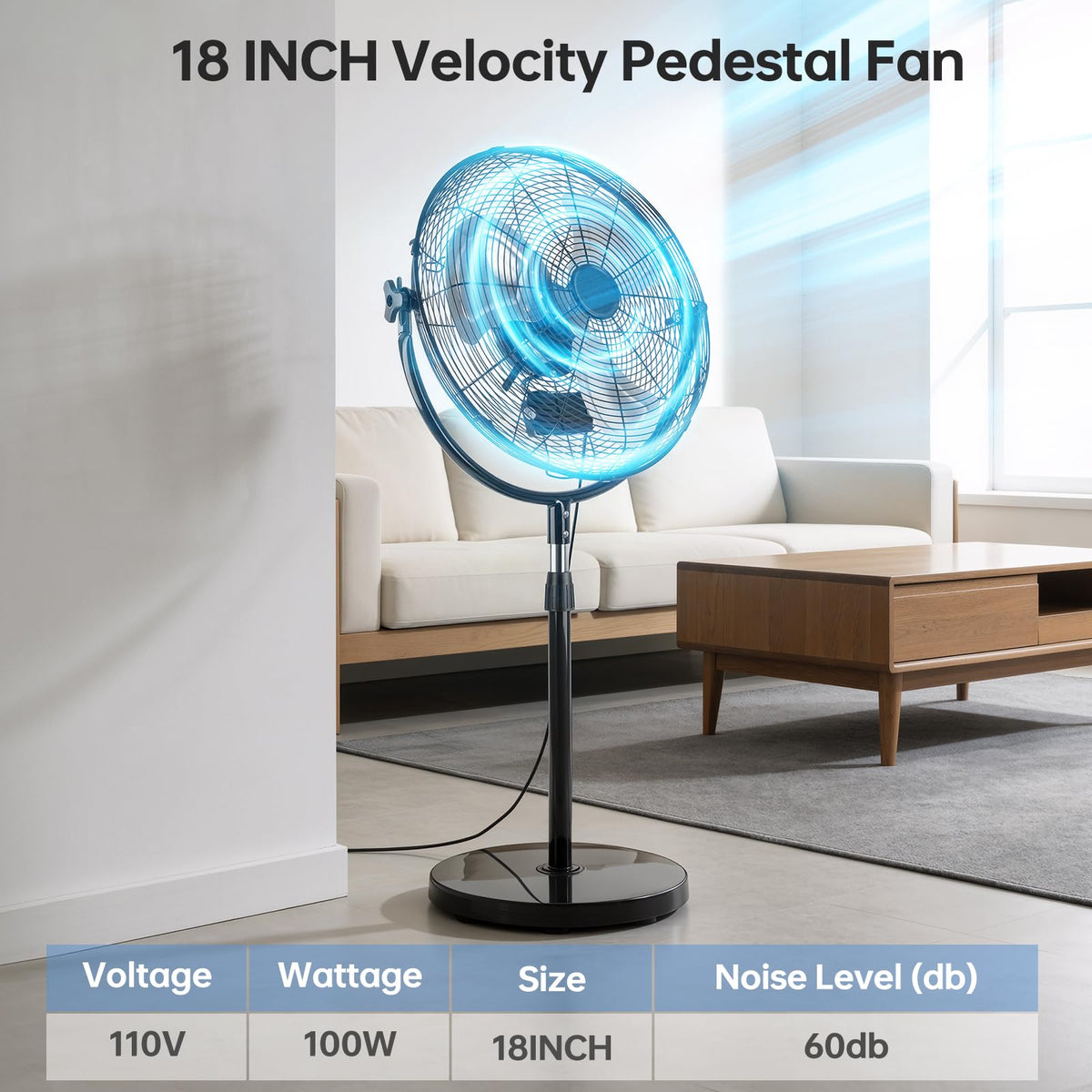 18 Inch Heavy Duty High Velocity Pedestal Fan C368