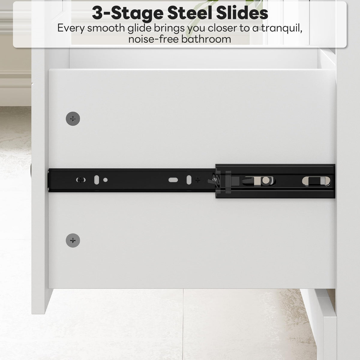 36" White Bathroom Vanity with Sink, 2 Soft-Close Drawers & Doors C87506